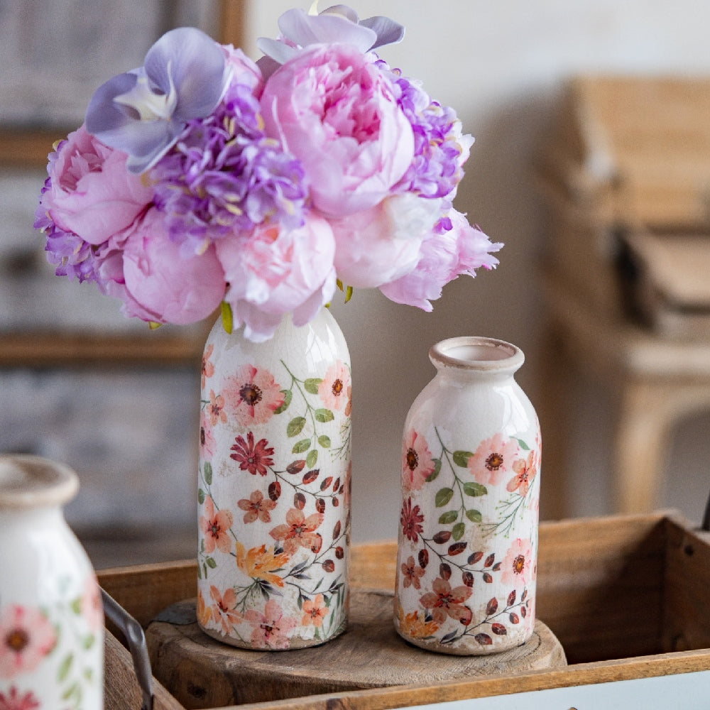 TEWEIQI  Vintage Rustic Ceramic Small Vase Set 3-in-1, Farmhouse Decorative Flower Vase for Home, Living Room Mantel, Kitchen, Bedroom & Entryway Decor
