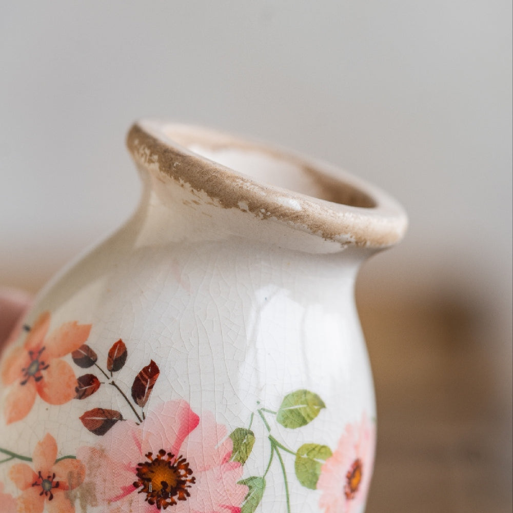 TEWEIQI  Vintage Rustic Ceramic Small Vase Set 3-in-1, Farmhouse Decorative Flower Vase for Home, Living Room Mantel, Kitchen, Bedroom & Entryway Decor